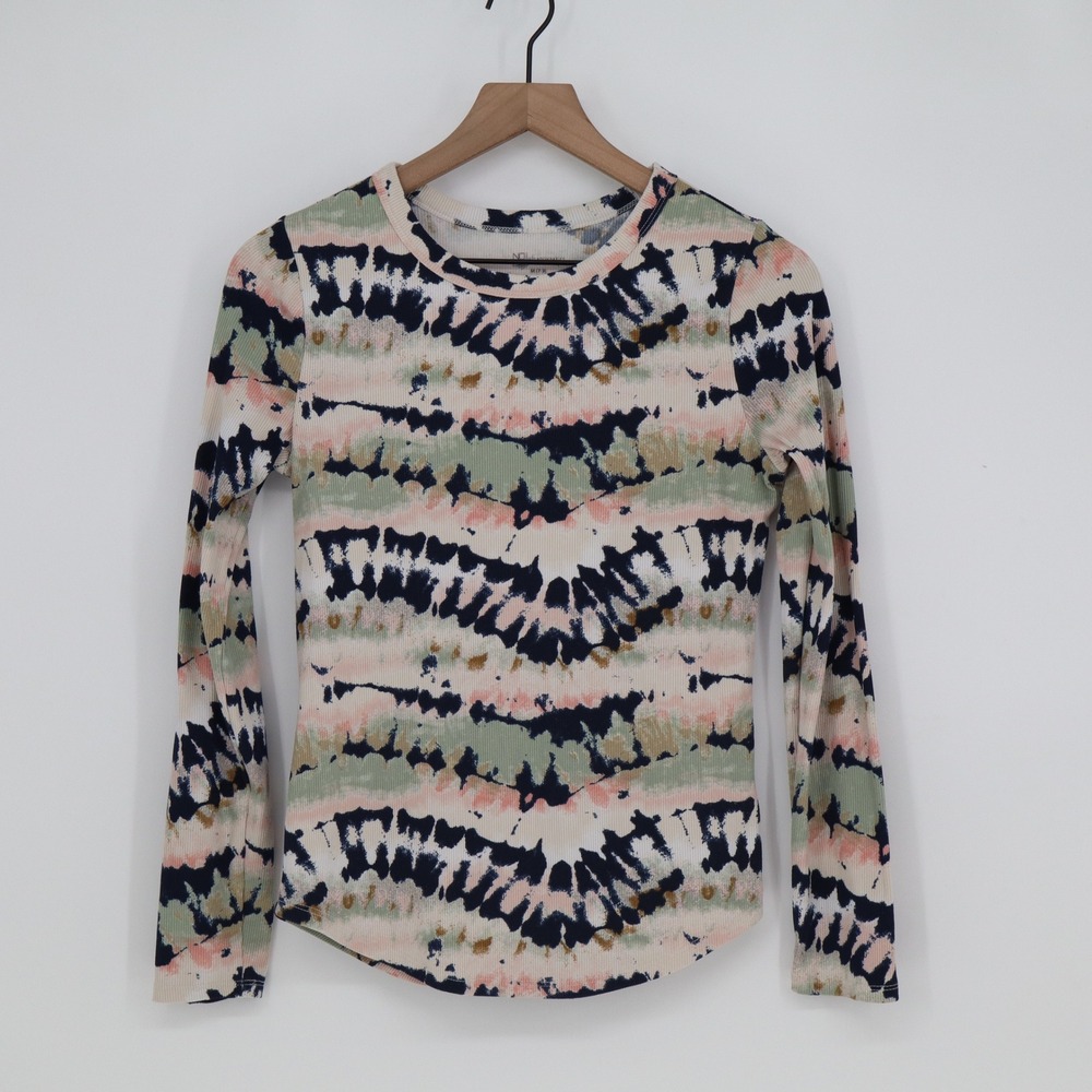 No Boundaries Top Womens M Tie-Dye Multicolor Ribbed Long Sleeve Excellent